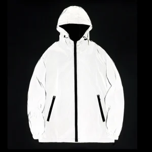 NEW SIZE Night Reflective Jackets Double Fabric Windbreaker Hooded Jacket Men Hip Hop Dancer Waterproof Zipper Coats Outwear